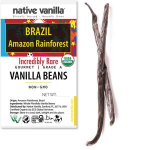 Brazil, Atlantic Rainforest - Organic Gourmet Vanilla Beans - Grade A - Native Vanilla